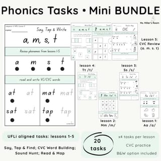 UFLi-Aligned Phonics Task Pack | Mini Bundle | Lessons 1-5 | 20 Tasks - image 1 of 4
