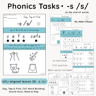 UFLi-Aligned Phonics Task Pack | Lesson 20 | -s /s/ ending - image 1 of 4