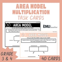 Area Model 2 Digit By 1 Digit Multiplication Word Problem Task Cards - thumbnail 1 of 9