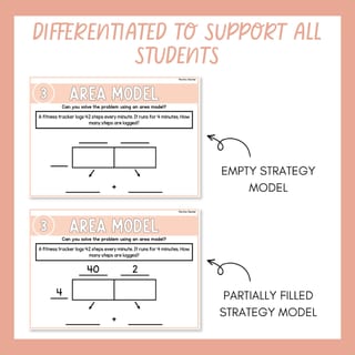 Area Model 2 Digit By 1 Digit Multiplication Word Problem Task Cards - image 4 of 9