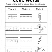 CCVC Worksheets | Phonics Practice Year 1–2 workbook | Reading & Writing Activities - thumbnail 3 of 6