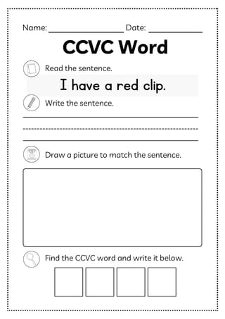 CCVC Worksheets | Phonics Practice Year 1–2 workbook | Reading & Writing Activities - image 6 of 6