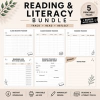 Reading & Literacy Bundle | Reading Logs, Trackers & Book Review Pack printable no prep