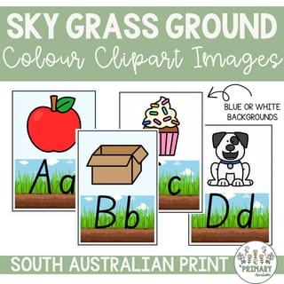 Sky Grass Ground Dirt Handwriting Alphabet Posters & Images - SA Print Font - image 2 of 4