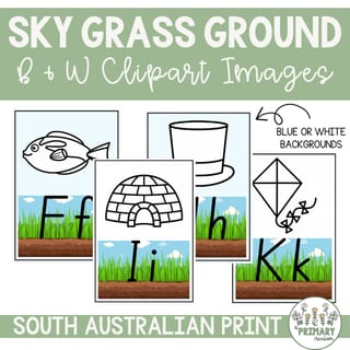Sky Grass Ground Dirt Handwriting Alphabet Posters & Images - SA Print Font - image 3 of 4