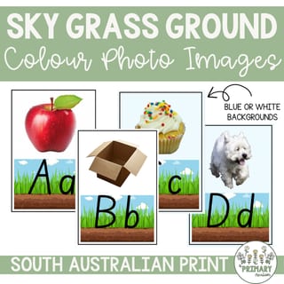 Sky Grass Ground Dirt Handwriting Alphabet Posters & Images - SA Print Font - image 4 of 4
