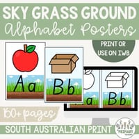 Sky Grass Ground Dirt Handwriting Alphabet Posters & Images - SA Print Font - thumbnail 1 of 4