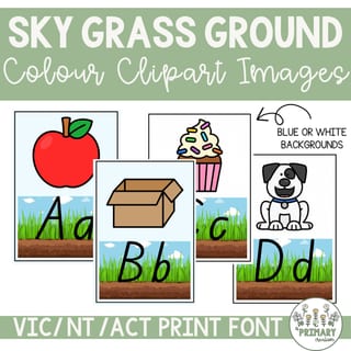 Sky Grass Ground Dirt Handwriting Alphabet Posters & Images - VIC NT ACT Print Font - image 2 of 4