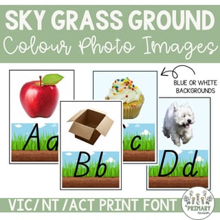 Sky Grass Ground Dirt Handwriting Alphabet Posters & Images - VIC NT ACT Print Font - image 4 of 4