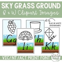 Sky Grass Ground Dirt Handwriting Alphabet Posters & Images - VIC NT ACT Print Font - thumbnail 3 of 4