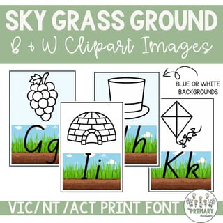 Sky Grass Ground Dirt Handwriting Alphabet Posters & Images - VIC NT ACT Print Font - image 3 of 4