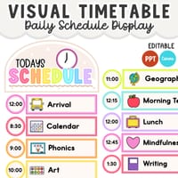 Classroom Schedule Cards | Editable Visual Timetable & Daily Routine Display