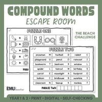 Compound Words Escape Room | Phonics Activity | Literacy Centres | Reading