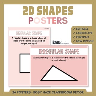 2D Shapes Geometry Posters | Shape Properties, Features & Vocabulary | Classroom Decor Rosy Haze - image 1 of 9