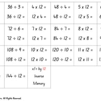 Inverse Operations Memory Game - 12s