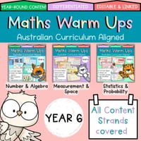 Year 6 Maths Warm Ups I All Content Strands I Australian Curriculum V9