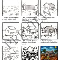How to Draw an Outback Mining Town | Directed Drawing Lesson Inspired by Pro Hart | Years 3-6 Art - thumbnail 3 of 6