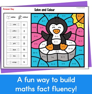 Addition and Subtraction to 20 Colour by Number Maths Worksheets WINTER Themed - image 3 of 4