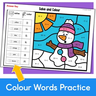 Addition and Subtraction to 20 Colour by Number Maths Worksheets WINTER Themed - image 2 of 4