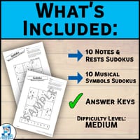 Music Theory Sudoku: MEDIUM level | 20 Puzzles: Musical Notes, Rests & Symbols! - thumbnail 3 of 3