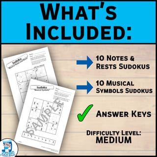 Music Theory Sudoku: MEDIUM level | 20 Puzzles: Musical Notes, Rests & Symbols! - image 3 of 3