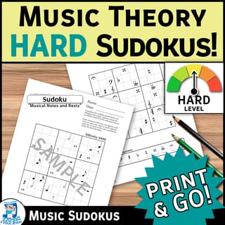Music Theory Sudoku: HARD level | 20 Puzzles: Musical Notes, Rests & Symbols! - image 1 of 3