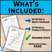 Music Theory Sudoku: HARD level | 20 Puzzles: Musical Notes, Rests & Symbols! - thumbnail 3 of 3