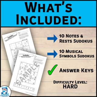 Music Theory Sudoku: HARD level | 20 Puzzles: Musical Notes, Rests & Symbols! - image 3 of 3