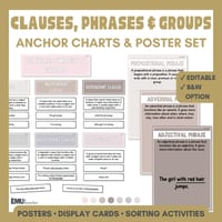 Clauses, Phrases & Groups Anchor Chart | Grammar Posters & Activities - thumbnail 1 of 8