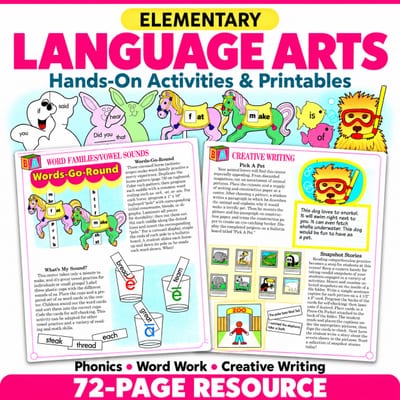 Literacy Centers Grades 1-3 | Phonics, Grammar & Writing Activities