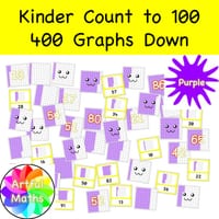400 Purple Counting Graphs Down Numbers 1-100 for Kinder Maths