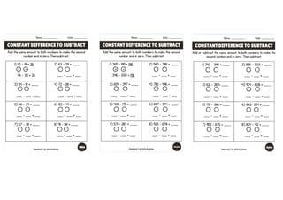 Subtraction Worksheets Constant Difference | Differentiated Maths ...