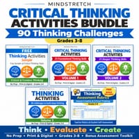Critical Thinking Activities Bundle | 90+ Thinking Challenges | Years 3-8 - thumbnail 1 of 4