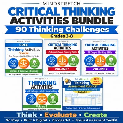 Critical Thinking Activities Bundle | 90+ Thinking Challenges | Years 3-8