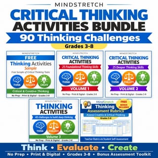Critical Thinking Activities Bundle | 90+ Thinking Challenges | Years 3-8 - image 1 of 4