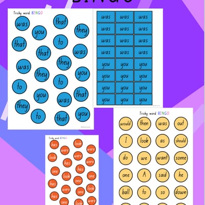 Tricky Word / Sight Word Bingo - QLD font