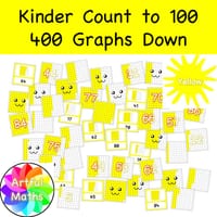 400 Yellow Counting Graphs Down Numbers 1-100 for Kinder Maths