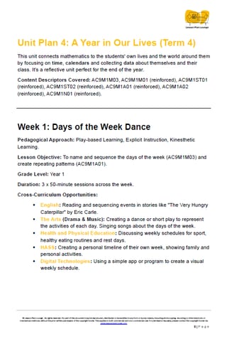 Mathematics - Unit 4 A Year in Our Lives - LESSON PLANS - Year 1 - image 4 of 4