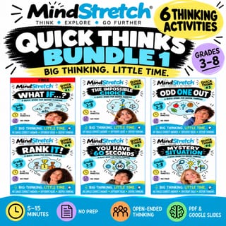 Quick Thinks Bundle 1 | 6 Short Critical Thinking Activities | Mixed-Ability & HPGE | Grades 3-8 - image 1 of 4