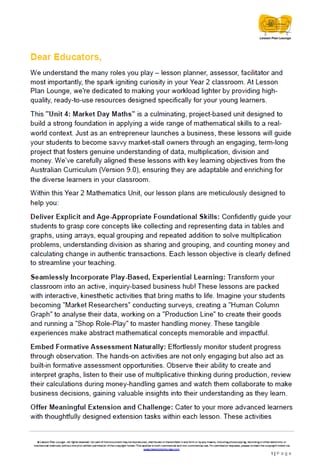 Mathematics - Unit 4: Market Day Maths - LESSON PLANS - Year 2 - image 2 of 4