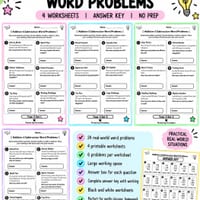 Addition & Subtraction Word Problems Bundle | Years 3–5 | Task Cards & Worksheet - thumbnail 6 of 7