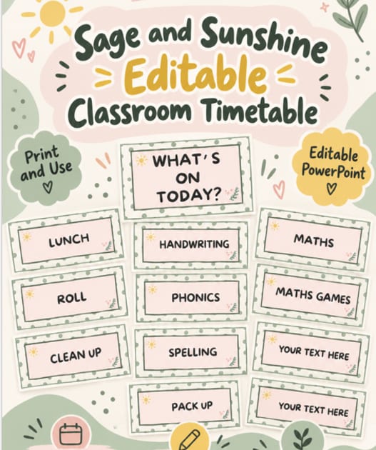 Student Using A Visual Timetable Sage & Sunshine Editable Classroom Timetable | Visual Schedule Cards ...