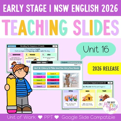 Early Stage 1 NSW English Teaching Slides UNIT 16 Clancy & Millie 2026