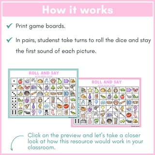 SATPIN Initial Sounds Activity Roll and Say Phonemic Awareness Foundation - image 4 of 4