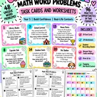 Year 5 Maths Problems Growing Bundle | Task Cards and Worksheets ...