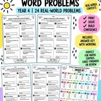 Addition & Subtraction Word Problems Bundle | Years 3–5 | Task Cards & Worksheet - thumbnail 7 of 7