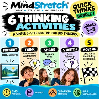 Quick Thinks Bundle 1 | 6 Short Critical Thinking Activities | Mixed-Ability & HPGE | Grades 3-8 - image 3 of 4