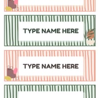 Editable Sage & Peach Striped Student Desk Labels | Canva and PowerPoint - thumbnail 1 of 4