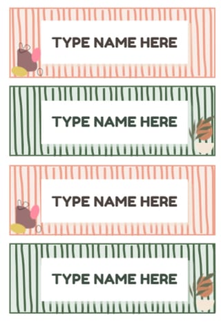 Editable Sage & Peach Striped Student Desk Labels | Canva and PowerPoint - image 1 of 4