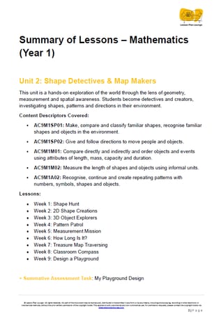 Mathematics - Unit 2 Shape Detectives & Map Makers - LESSON PLANS - Year 1 - image 3 of 4